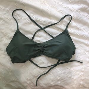 Green AEO Aerie Bikini Top Scoop Neck Strappy 🦋